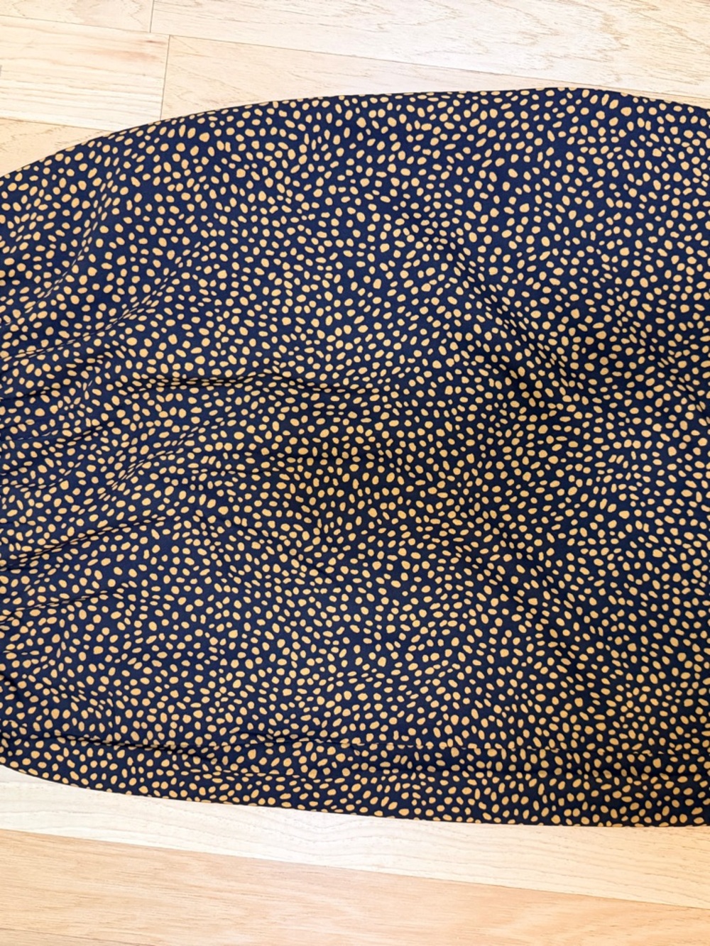 J. Crew Navy Skirt with Tan Dot Print